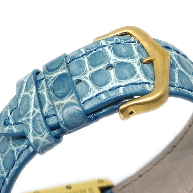 Cartier Must Tank LM Ref.2413 Quartz Watch SV925 Light Blue Crocodile