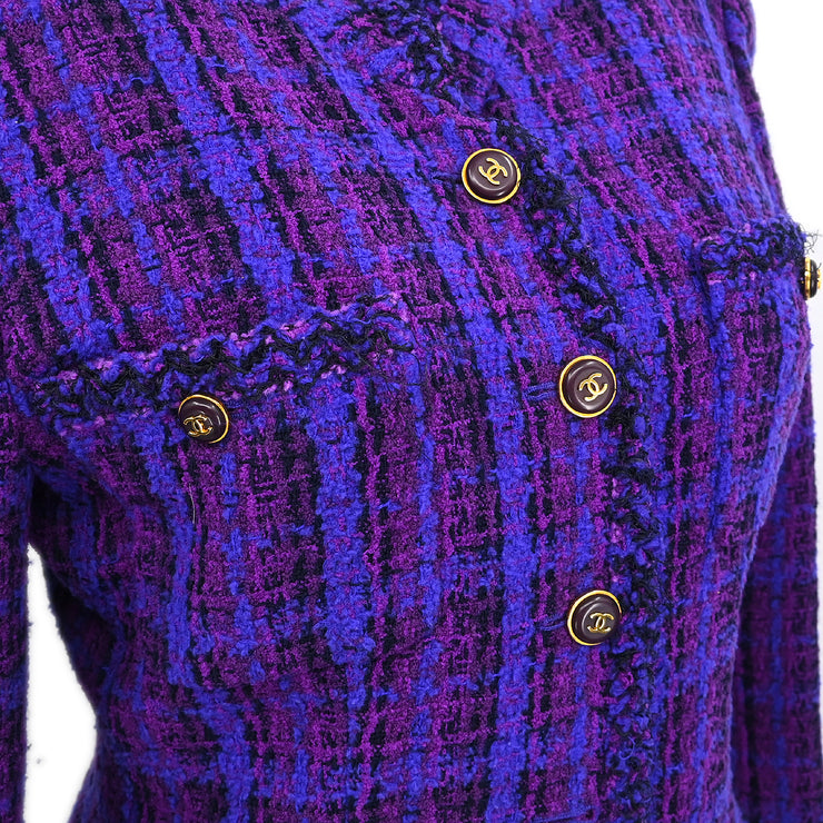 Chanel 1995 Setup Suit Jacket Skirt Purple #40