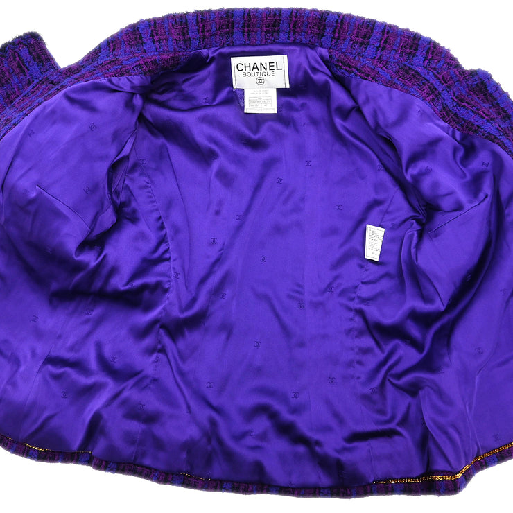 Chanel 1995 Setup Suit Jacket Skirt Purple #40