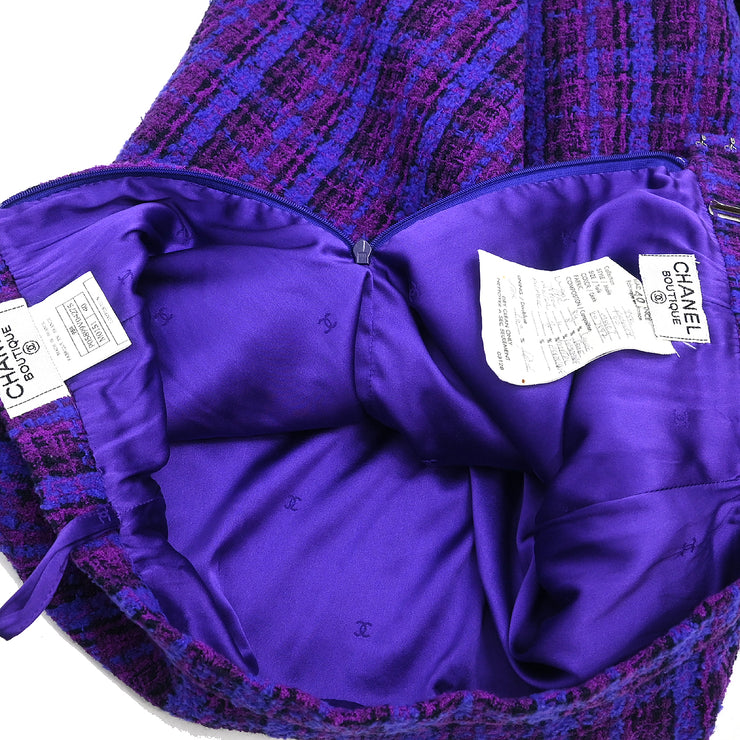 Chanel 1995 Setup Suit Jacket Skirt Purple #40