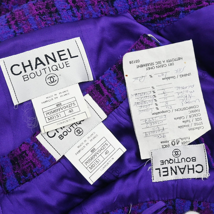 Chanel 1995 Setup Suit Jacket Skirt Purple #40