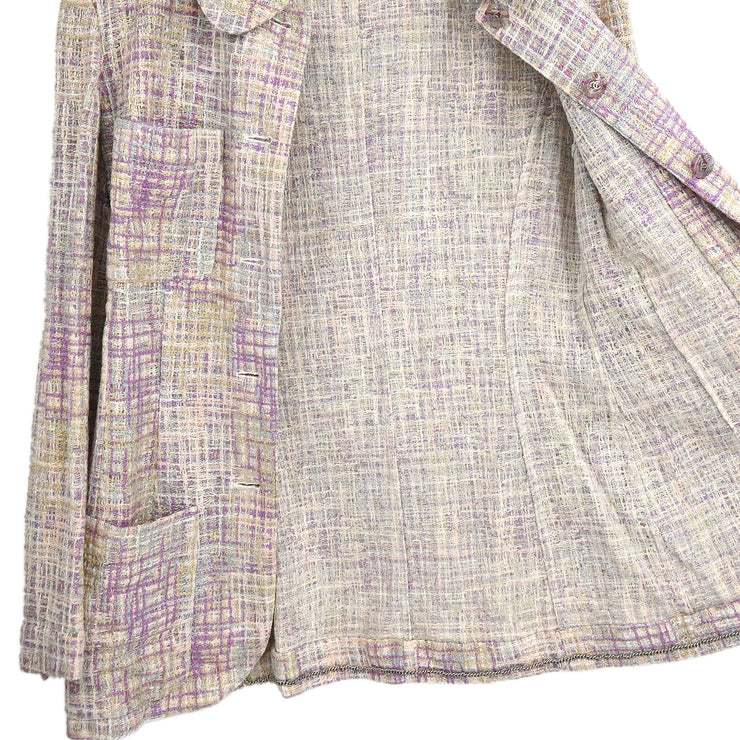 Chanel 1998 Setup Suit Jacket Skirt Purple #40