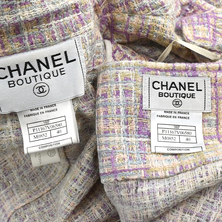 Chanel 1998 Setup Suit Jacket Skirt Purple #40