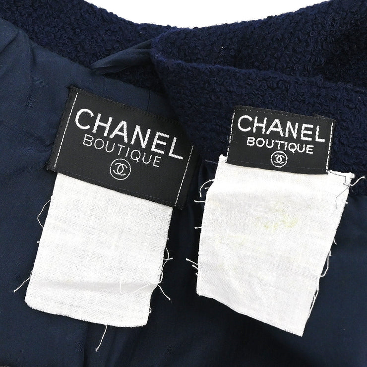 Chanel Setup Suit Jacket Skirt Navy