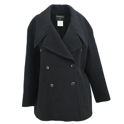 Chanel 1998 Double Breasted Jacket Coat Black #38