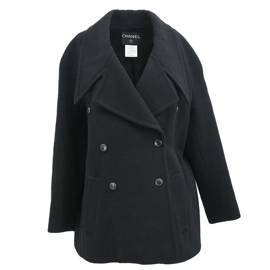Chanel 1998 Double Breasted Jacket Coat Black #38