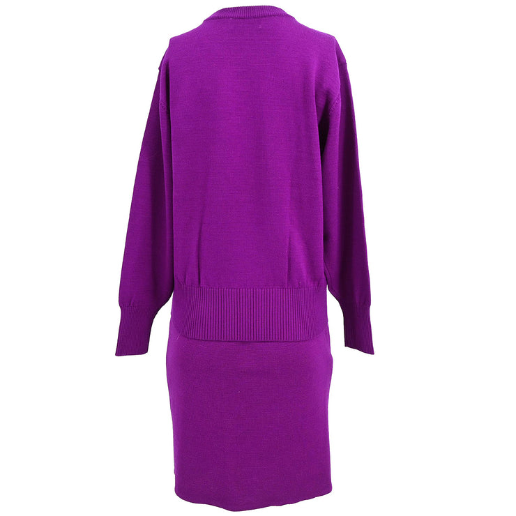 Yves Saint Laurent Setup Suit Top Skirt Purple #M #9