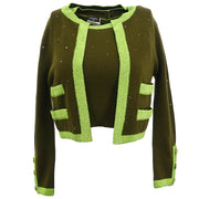 Chanel 1996 Ensemble Cardigan Top Khaki #38