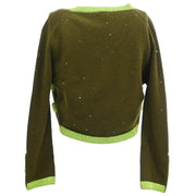 Chanel 1996 Ensemble Cardigan Top Khaki #38