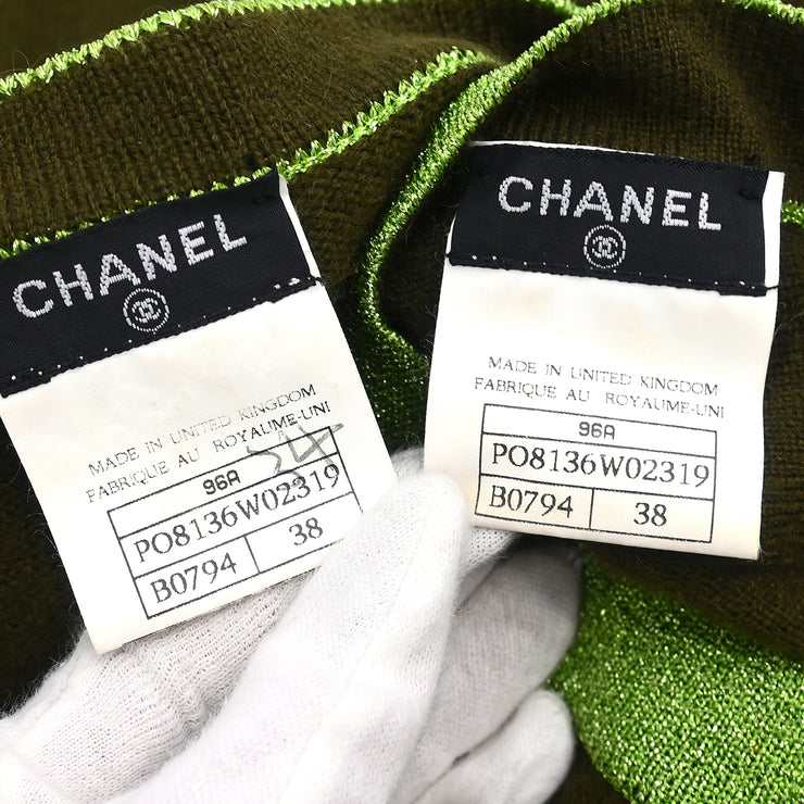 Chanel 1996 Ensemble Cardigan Top Khaki #38