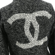 Chanel Zip Up Knit Sweater Gray