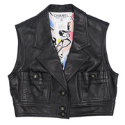 Chanel 1995 Sleeveless Vest Jacket Black #40