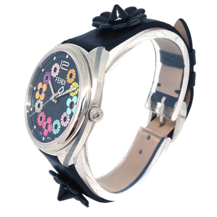 Fendi Momento Flowerland F234031011 Quartz Watch SS Black