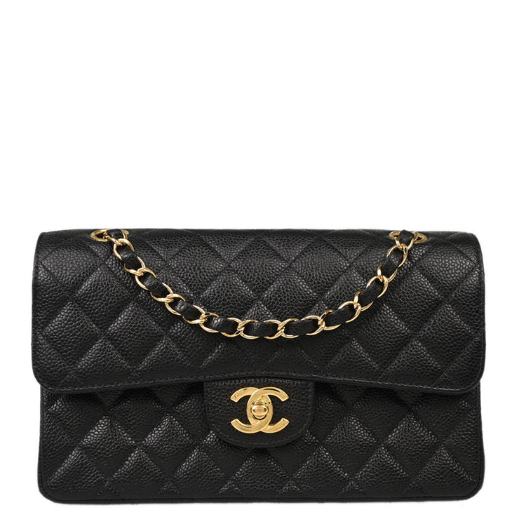 Chanel 2001-2003 Black Caviar Small Classic Double Flap Shoulder Bag