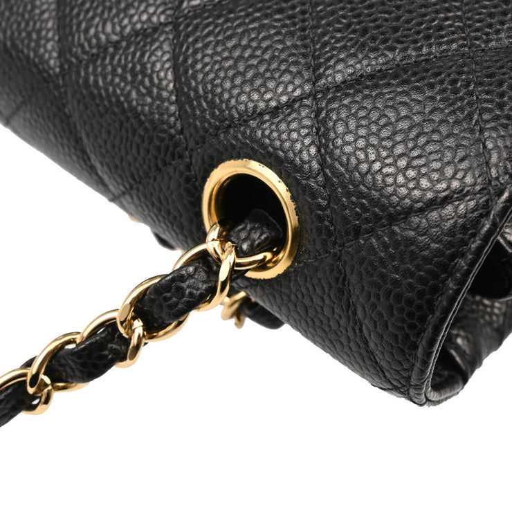 Chanel 2001-2003 Black Caviar Small Classic Double Flap Shoulder Bag