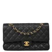 Chanel 2009-2010 Black Caviar Medium Classic Double Flap Shoulder Bag