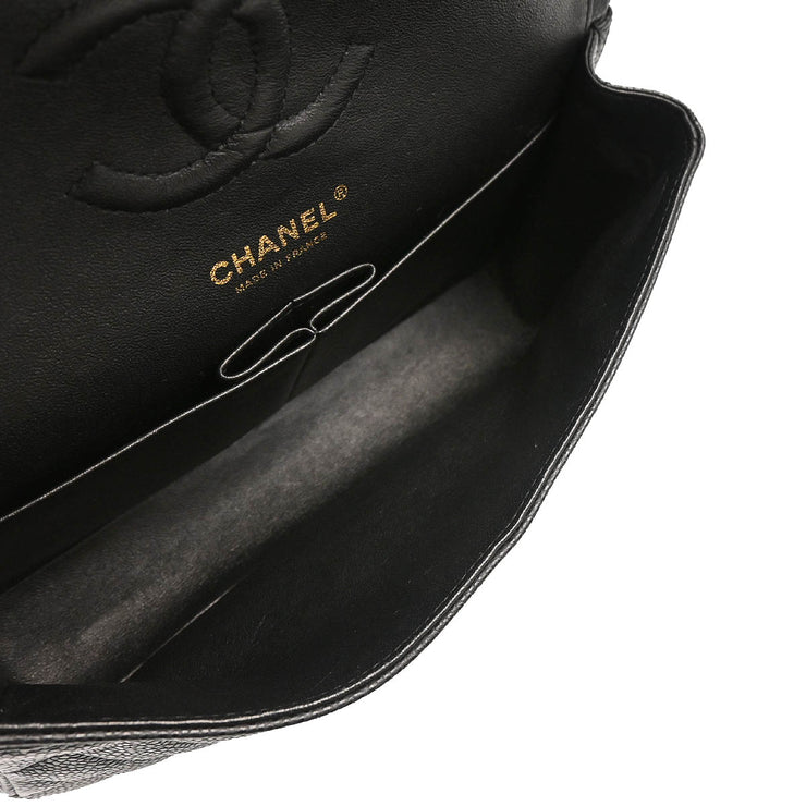 Chanel 2009-2010 Black Caviar Medium Classic Double Flap Shoulder Bag