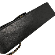 Chanel 2009-2010 Black Caviar Medium Classic Double Flap Shoulder Bag