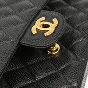 Chanel 2009-2010 Black Caviar Medium Classic Double Flap Shoulder Bag