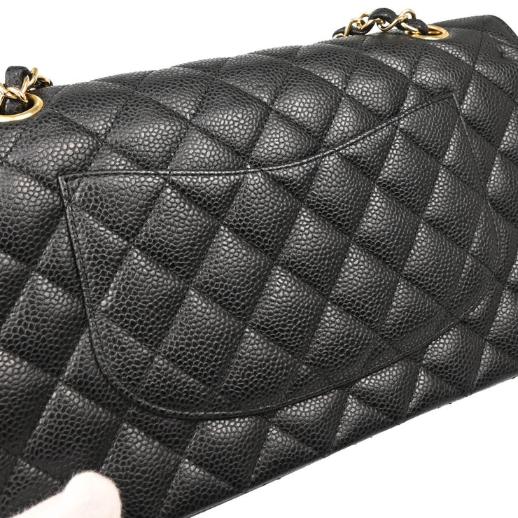 Chanel 2009-2010 Black Caviar Medium Classic Double Flap Shoulder Bag