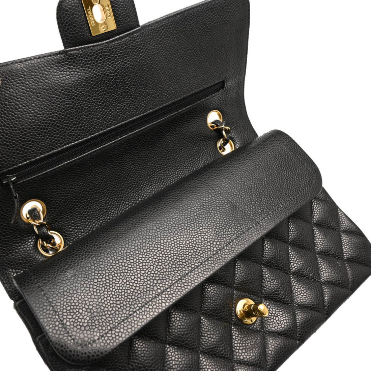 Chanel 2009-2010 Black Caviar Medium Classic Double Flap Shoulder Bag