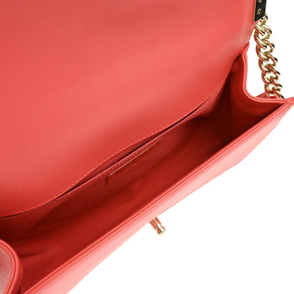 Boy Chanel 2019 Pink Lambskin Chevron Medium Double Chain Shoulder Bag