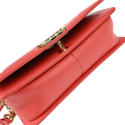 Boy Chanel 2019 Pink Lambskin Chevron Medium Double Chain Shoulder Bag