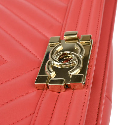 Boy Chanel 2019 Pink Lambskin Chevron Medium Double Chain Shoulder Bag