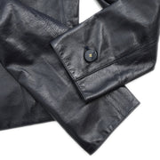 Chanel 2002 Single Breasted Leather Jacket Black #38