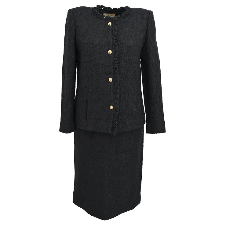 Chanel Setup Suit Jacket Skirt Black #34