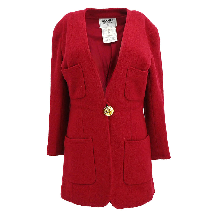 Chanel Collarless Jacket Red 20 #40