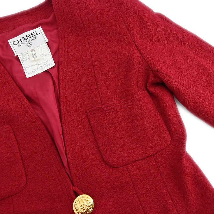 Chanel Collarless Jacket Red 20 #40