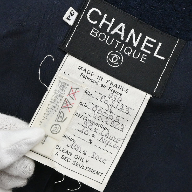 Chanel 1993 Collarless Jacket Navy #34