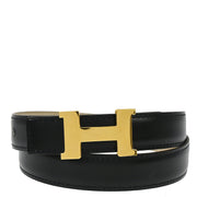 Hermes Black Box Calf Constance Reversible Belt #75 Small Good