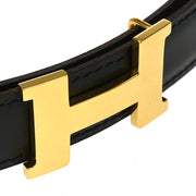 Hermes Black Box Calf Constance Reversible Belt #75 Small Good