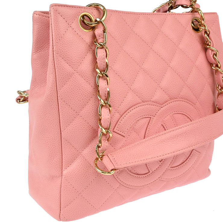 Chanel Pink Caviar Petite Shopping Tote PST Chain Handbag