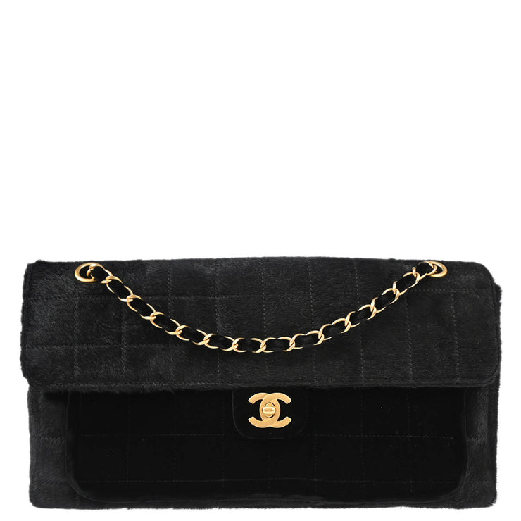 Chanel Black Pony Hair Choco Bar Chain Shoulder Bag