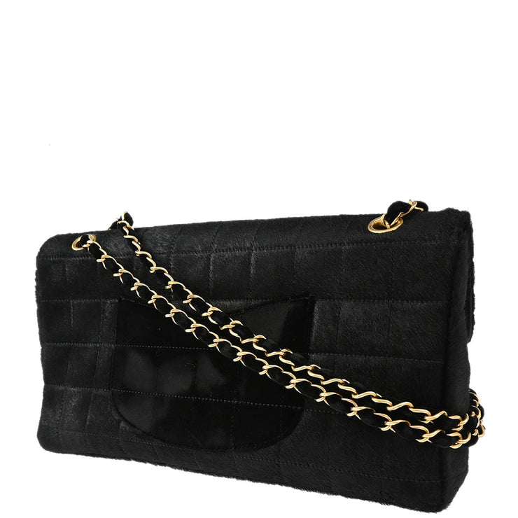 Chanel Black Pony Hair Choco Bar Chain Shoulder Bag