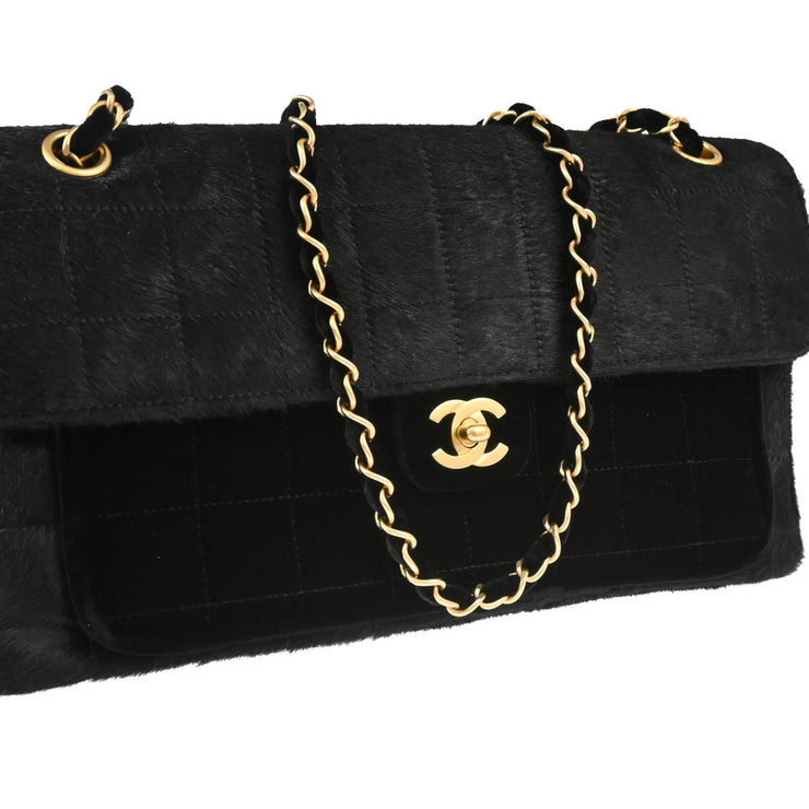 Chanel Black Pony Hair Choco Bar Chain Shoulder Bag