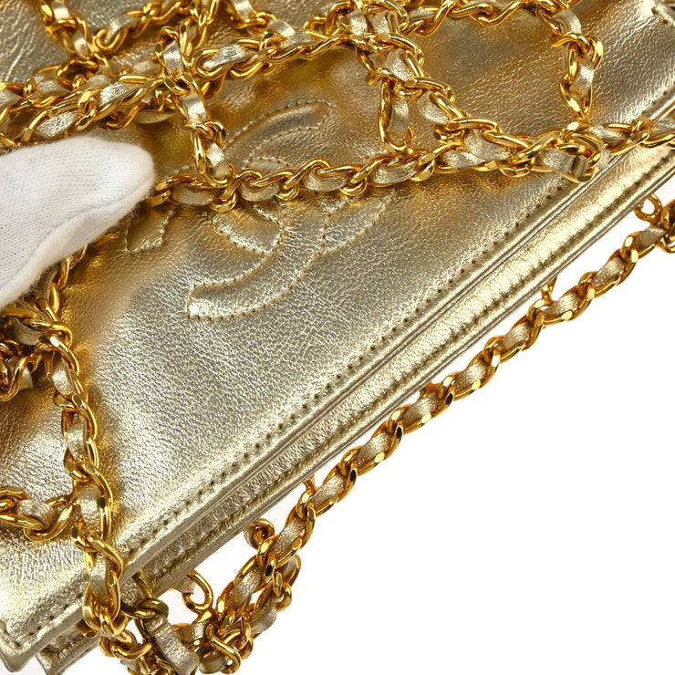 Chanel Gold Lambskin Chain Handbag