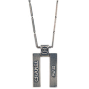 Chanel Plate Silver Chain Necklace 99A