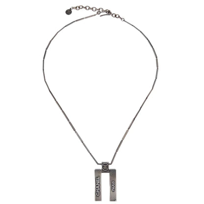 Chanel Plate Silver Chain Necklace 99A