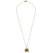 Celine Gold Chain Pendant Necklace Rhinestone