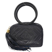 Chanel 1989-1991 Navy Lambskin Fringe Handbag