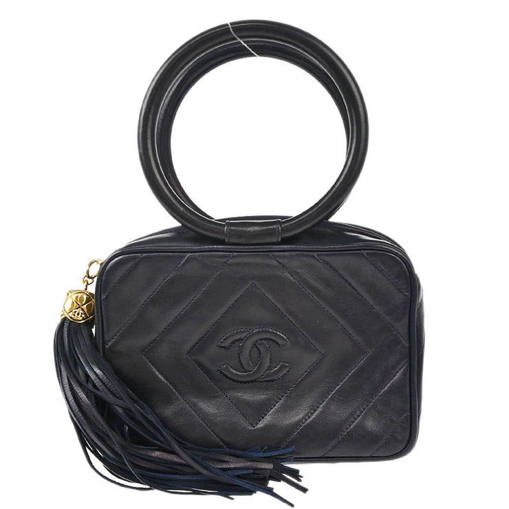 Chanel Navy Lambskin Fringe Handbag