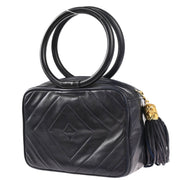 Chanel 1989-1991 Navy Lambskin Fringe Handbag