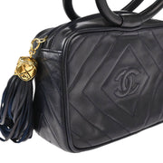 Chanel Navy Lambskin Fringe Handbag