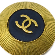 Chanel Gold Black Button Earrings Clip-On 95P