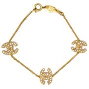 Chanel Rhinestone Chain Bracelet Gold 4022/1982