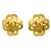 Chanel Flower Earrings Clip-On Gold 97P